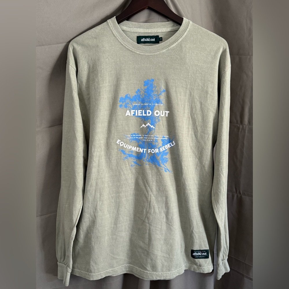 Afield Out Burrough Long Sleeve Shirt Grey Medium